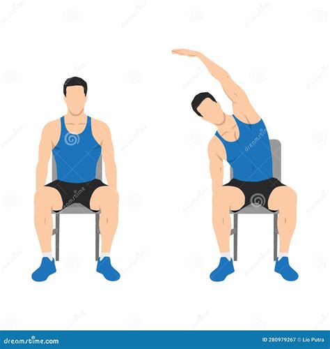 Man Doing Seated Side Bends or Lat Stretch Exercise Stock Vector ...