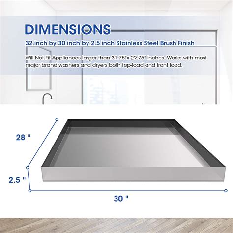 28" x 30" x 2.5" Heavy Duty 304 Stainless Steel Washer Machine Drip ...