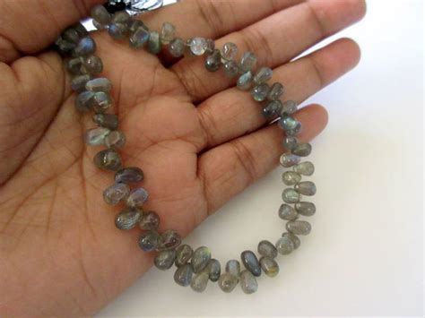 Buy Natural Smooth Labradorite Tear Drop Briolette Beads, 9 Inches of ...