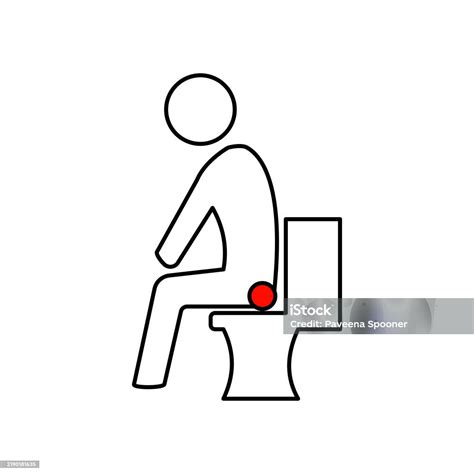 Hemorrhoids Line Icon Body Pain And Human Disease Diarrhea Sitting On ...