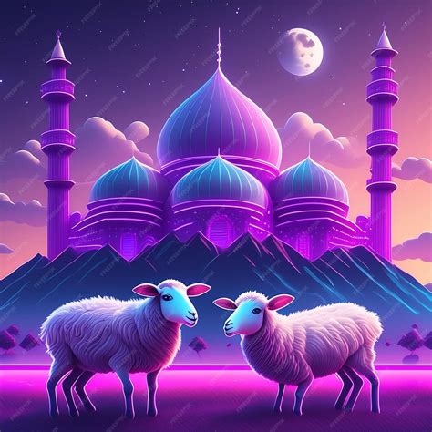 Premium Photo | Eid al adha sheep with mosque Islamic holy day