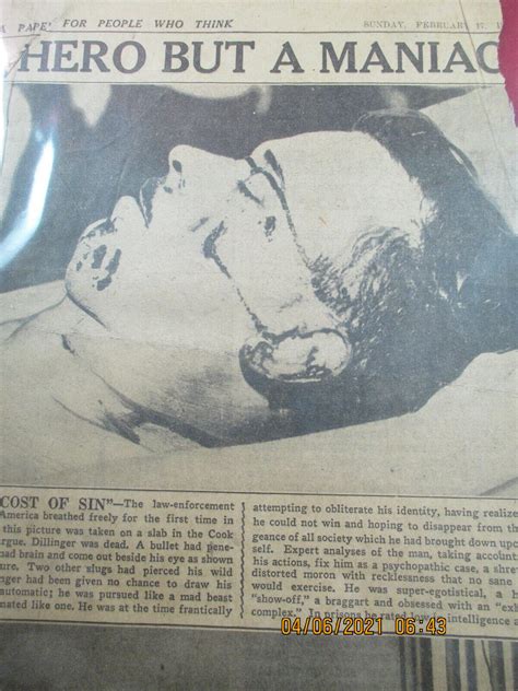 John Dillinger Original Newspaper Articles 1935 Recap of Dillinger ...