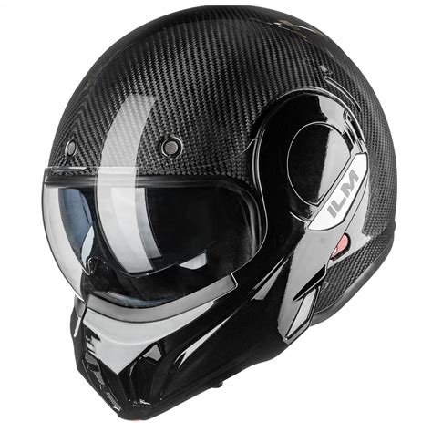 ILM Carbon Fiber Vintage Full Face Modular Motorcycle Helmet Model B70
