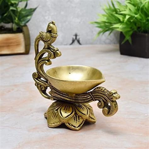 Buy Bhimonee Decor Pure Brass Electric Lighting Kerla Table Diya Bulb ...