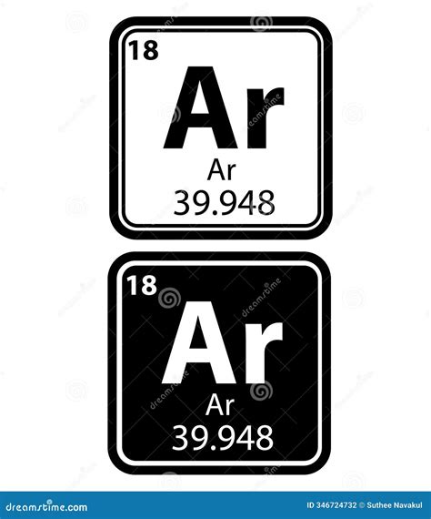 Argon Chemical Element Periodic Table Icon. Argon Chemical Element with ...