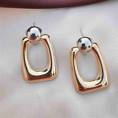 TFC Recto Fine Gold Plated Dangler Earrings