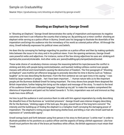 ⇉Shooting an Elephant by George Orwell Essay Example | GraduateWay