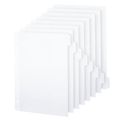 White Binder Dividers (12 x 8 Tab Set) - White Dividers for 3 Ring ...
