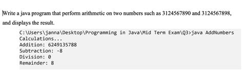 Java Program to Perform Arithmetic Operations 的图像结果