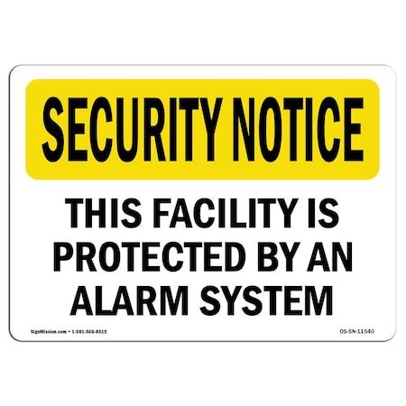 Signmission OSHA Security Sign, 5" Height, 7" Width, Facility Protected ...