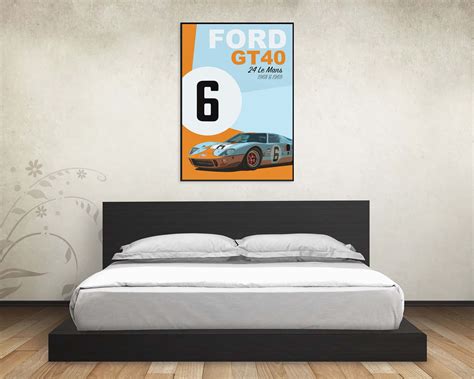 Printable Ford GT40 Gulf Wall Art, Ford GT Wall Art, Race Car Wall Art, Digital Car Wall Decor ...