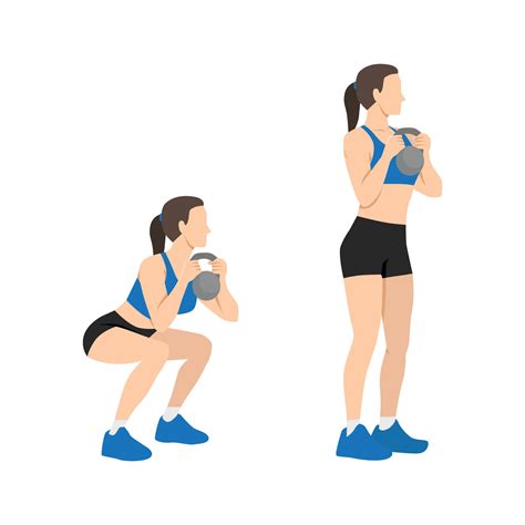 Woman doing Kettlebell goblet squat exercise. 29197342 Vector Art at ...