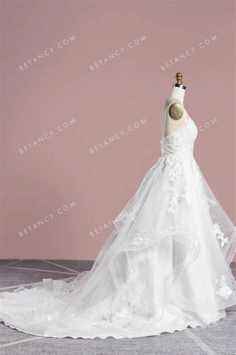 Ivory Lace and Glitter Tulle Wholesale Wedding Gown - BETANCY