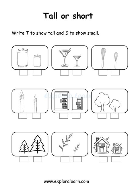 Tall and Short Comparison Worksheets for Preschool and Kindergarten 2 ...
