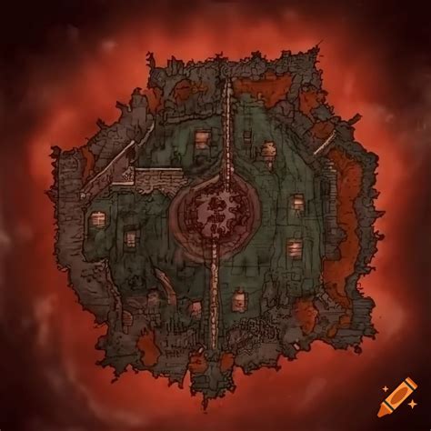 Top-down map of dante's inferno 9th circle of hell - treachery for dnd rpg on Craiyon