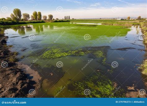 Fertilizer Runoff from Agricultural Field, with Algae Blooms and Dead Zone in the Downstream ...