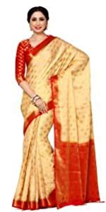 MIMOSA Women's Crepe Saree Kanjivaram Style Color : Olive : Amazon.in ...