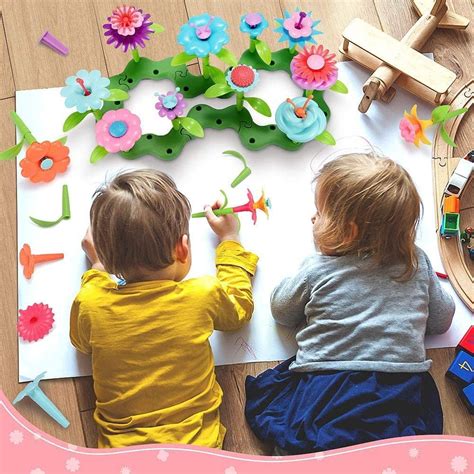 Buy Flower Garden Building Toy Set for 3, 4, 5, 6 Year Old Girls, STEM ...