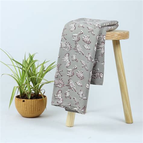Gray Animal Kashish Hand Block Print Fabric – DMAASA