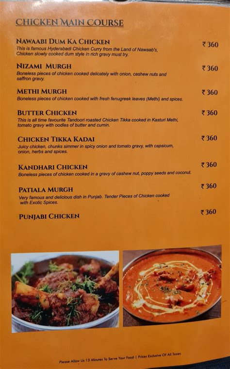 Menu at The Nawaab's Restaurant, Hyderabad