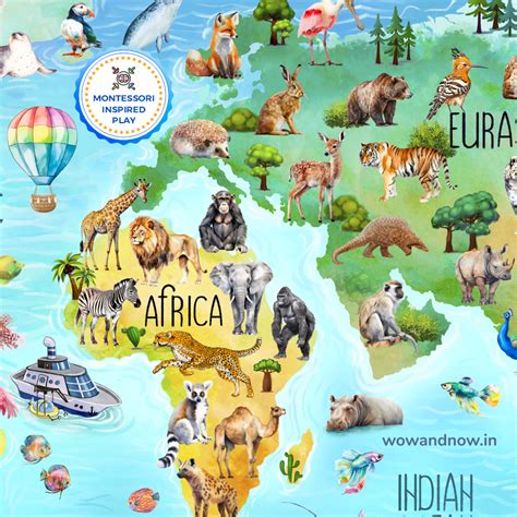 Personalized Animal World Map Wall Art with The Animal Quest Poster ...