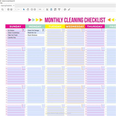 Editable Printable Cleaning Schedule and Checklist | Cleaning checklist ...