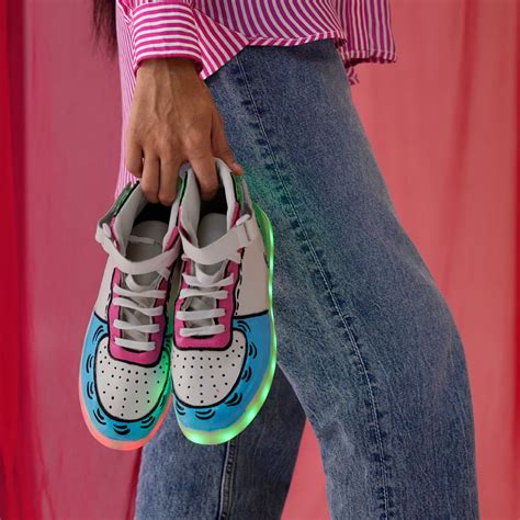 Light Me Up Sneakers - High Top (Color Block-Aqua) – The Quirky Naari