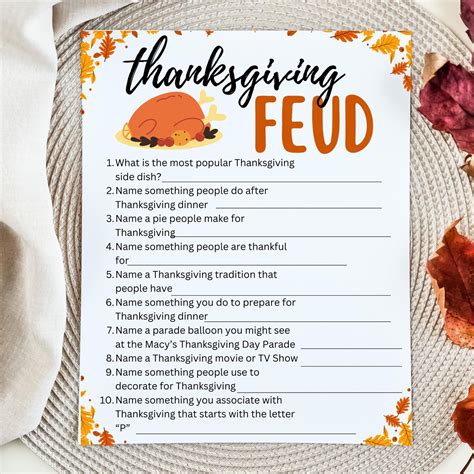 Thanksgiving Feud Game: Family Party Fun (Digital Download ...