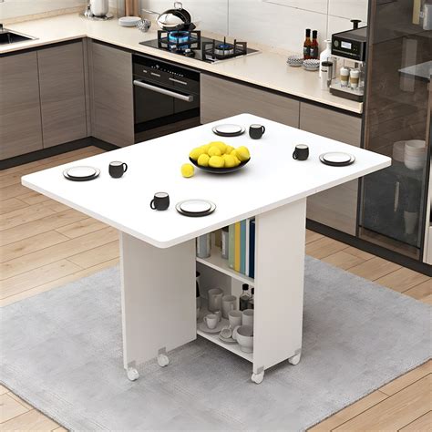 Modern Manufactured Wood Foldable Storage Top Dining Table with Movable ...