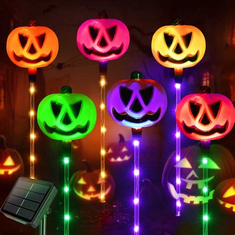 Amazon.com : Homeleo Set of 6 Solar Pumpkin Pathway Lights for ...