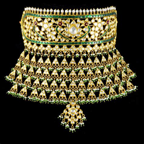Elevate your elegance with our exquisite Green Meena Ard necklace, ado ...