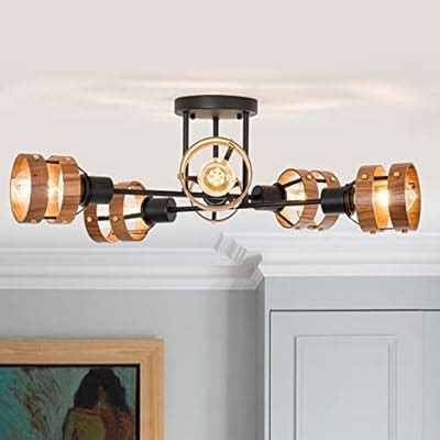 TeHenoo Modern 6-Light Ceiling Light Fixture, Wood Bands India | Ubuy