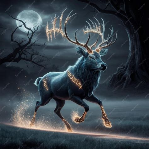 A deer with the word deer on its back is shown in the dark | Premium AI ...