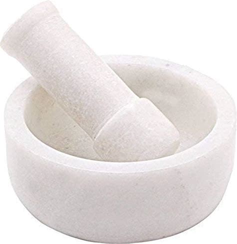 Buy STLYZ White Marble Granite Imam Dasta, Mortar and Pestle Set, Ohkli ...