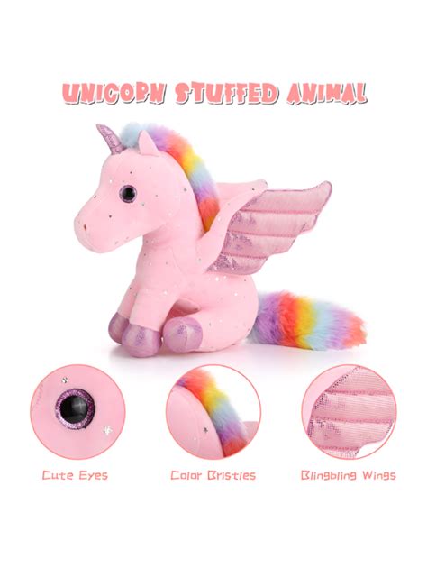 Pink - Rainbow Unicorn Plushie – 8-inch Unicorn Stuffed Animal with ...