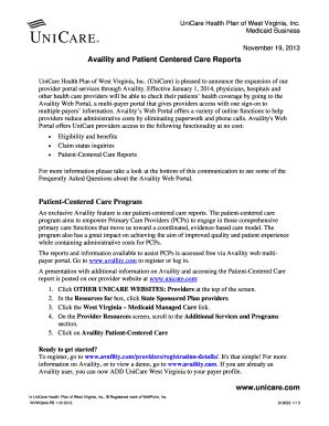 Fillable Online Availity and Patient Centered Care Reports Fax Email ...