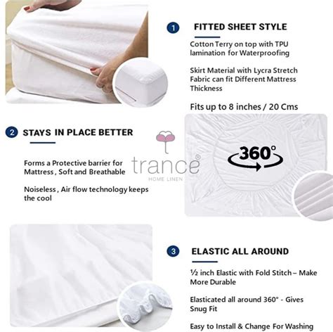 Premium Cotton Terry Elasticated Fitted Style Waterproof Mattress Prot ...