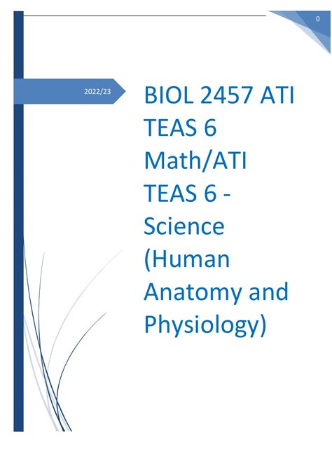 BIOL 2457 ATI TEAS 6 Math/ATI TEAS 6 - Science (Human Anatomy and ...