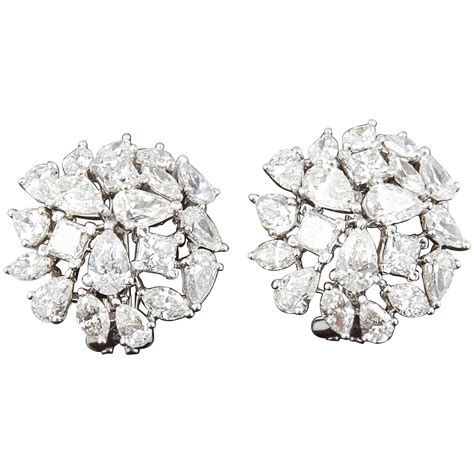 Diamond Cluster Earrings For Sale at 1stDibs