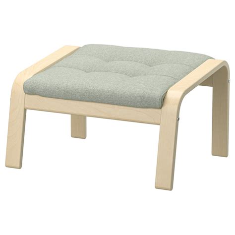 POÄNG footstool, birch veneer/Gunnared light green - IKEA