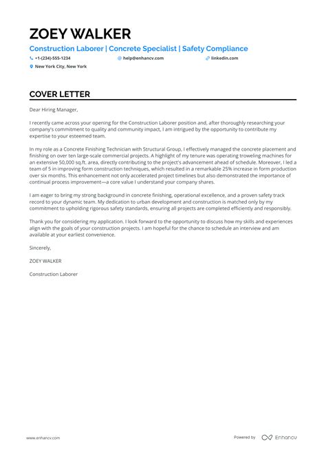 Construction Cover Letter Template