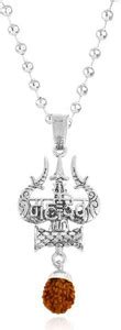 Uniqon Silver Rudraksha God Trishul Damru Shiva Mahadev Mahakal Locket ...