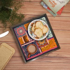 PAPER PLANE DESIGN Wooden Serving Tray for Serving, Square Large ...