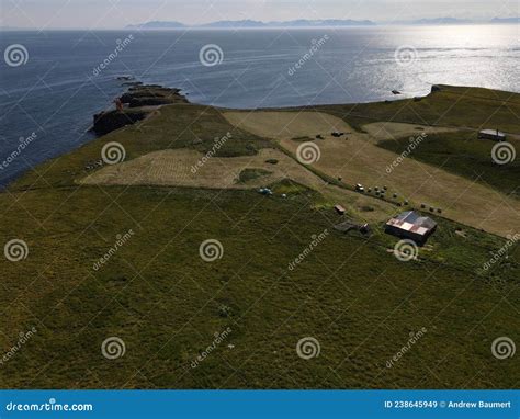 Aerial Drone Landscape of Grimsey Island in Arctic Circle North Iceland Stock Image - Image of ...