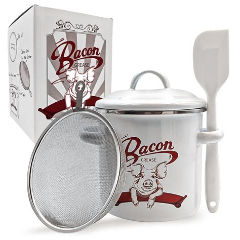 Amazon.com: TAZOO Bacon Grease Saver with Strainer, Bacon Grease ...