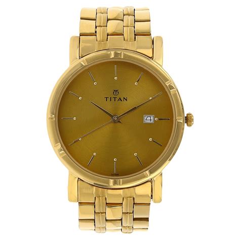 Buy Online Titan Round Champagne Dial Analog with Date Stainless Steel ...