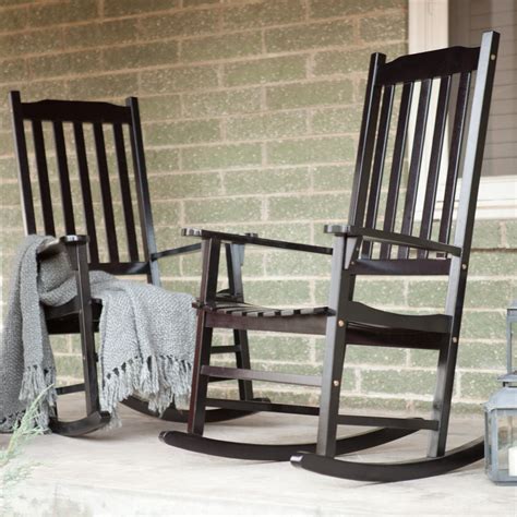 Coral Coast Indoor/Outdoor Mission Slat Rocking Chairs - Black - Set of ...