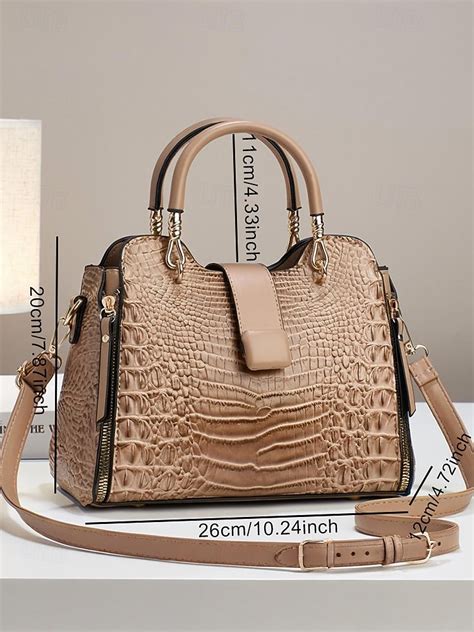 Women's Croc-Embossed Top-Handle Satchel – Structured Medium Tote ...
