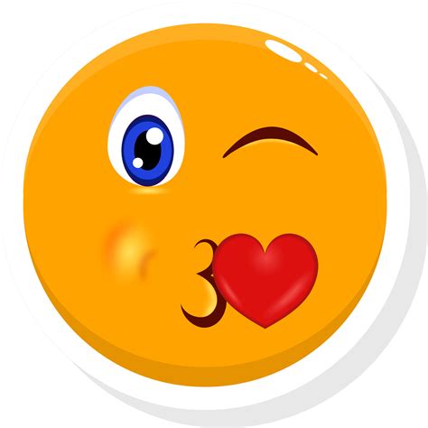 Yellow Face Blowing Kiss Emoji In Sticker Style. 24556458 Vector Art at ...