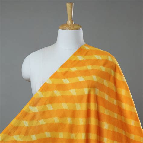 Orange Leheriya Tie-Dye Mothra Chanderi Silk Fabric